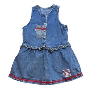 Girl's Vintage Little Levi's Denim Sleeveless Dress Romper 100% Cotton Size 6